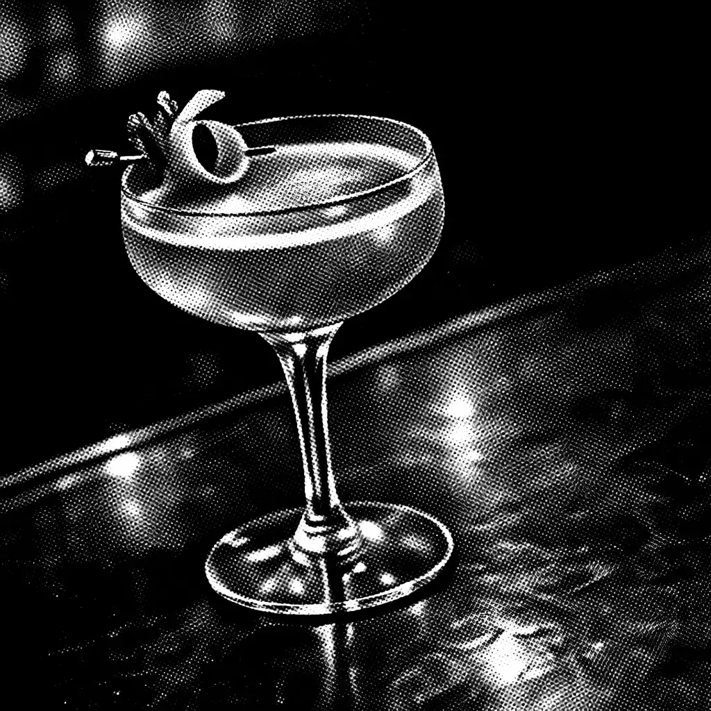 Cocktail signature dans un verre élégant sur un comptoir sombre
