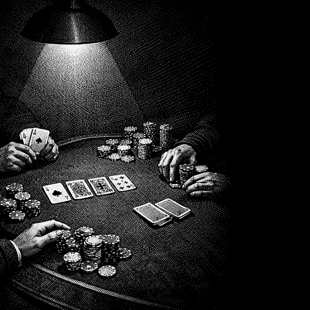 Table de poker élégante avec cartes et jetons dans une lumière feutrée
